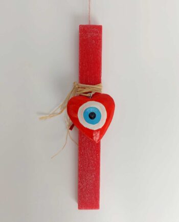 Easter Aromatic Candle Wooden Red Evil Eye Heart