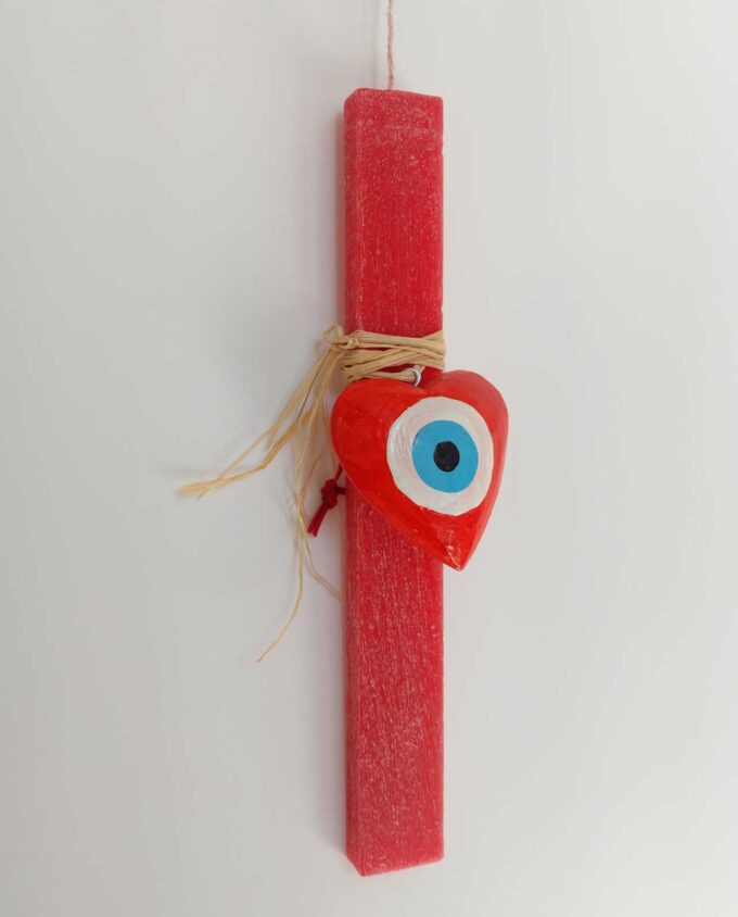 Easter Aromatic Candle Wooden Red Evil Eye Heart