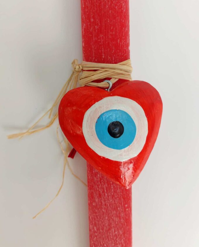 Easter Aromatic Candle Wooden Red Evil Eye Heart