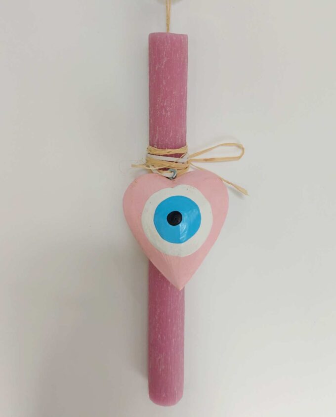 Easter Candle Pink Heart Evil Eye