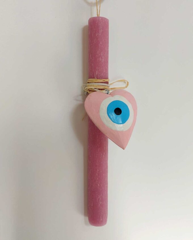 Easter Candle Pink Heart Evil Eye