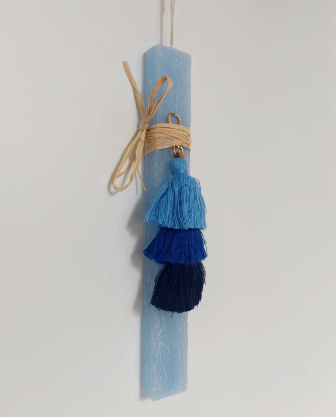 Easter Aromatic Blue Candle Boho Pom-Pom