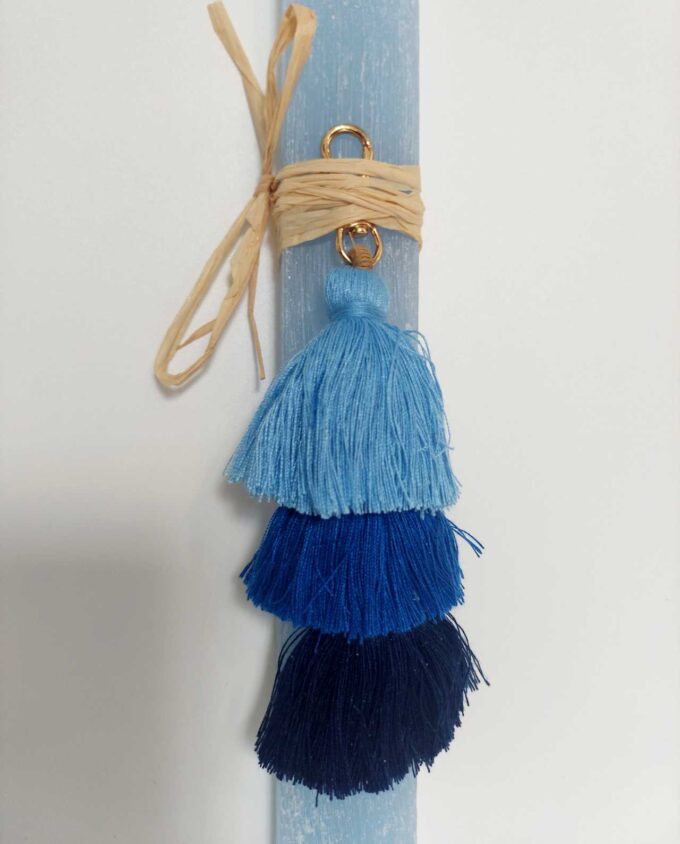 Easter Aromatic Blue Candle Boho Pom-Pom