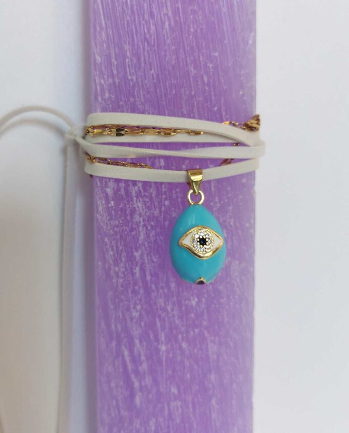 Easter Aromatic Candle Necklace Turquoise Egg