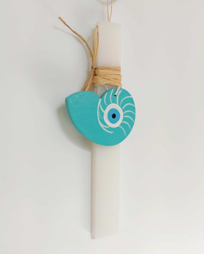 Easter Aromatic Candle Turquoise Wooden Seashell Evil Eye