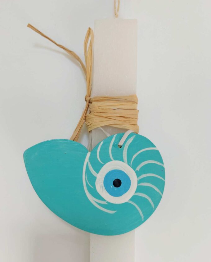 Easter Aromatic Candle Turquoise Wooden Seashell Evil Eye