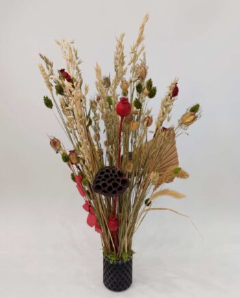 Dried Flowers Red Arrangement Height. 65 cm