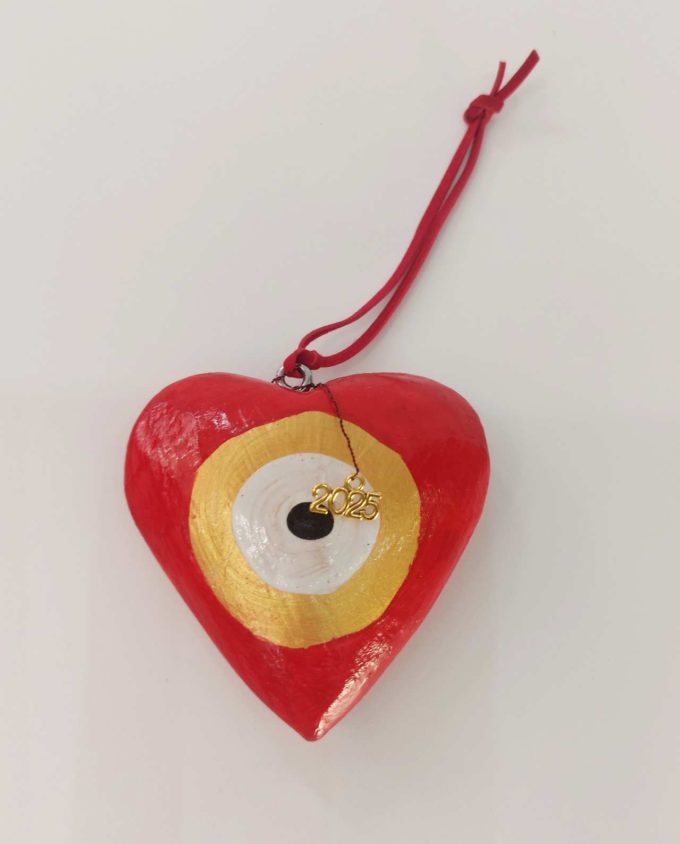 Heart Wooden Red Gold Evil Eye 2025