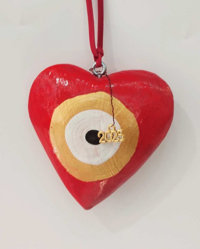 Heart Wooden Red Gold Evil Eye 2025