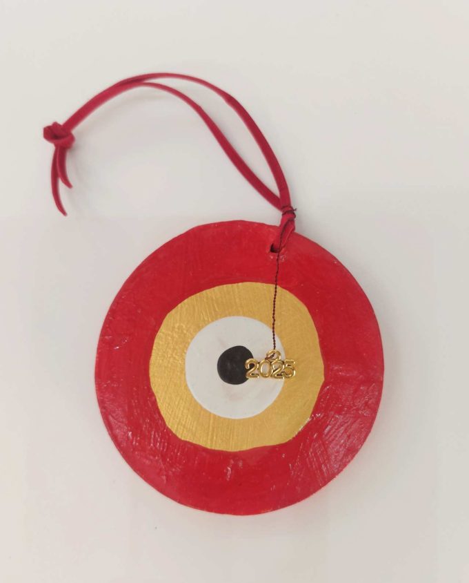 Wooden Red Gold Evil Eye 2025