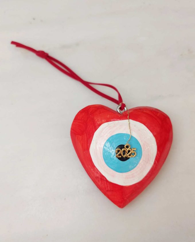 Heart Wooden Red Evil Eye 2025