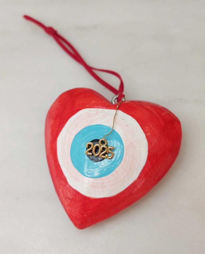 Heart Wooden Red Evil Eye 2025