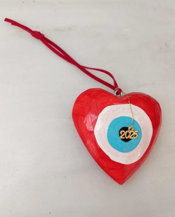 Heart Wooden Red Evil Eye 2025