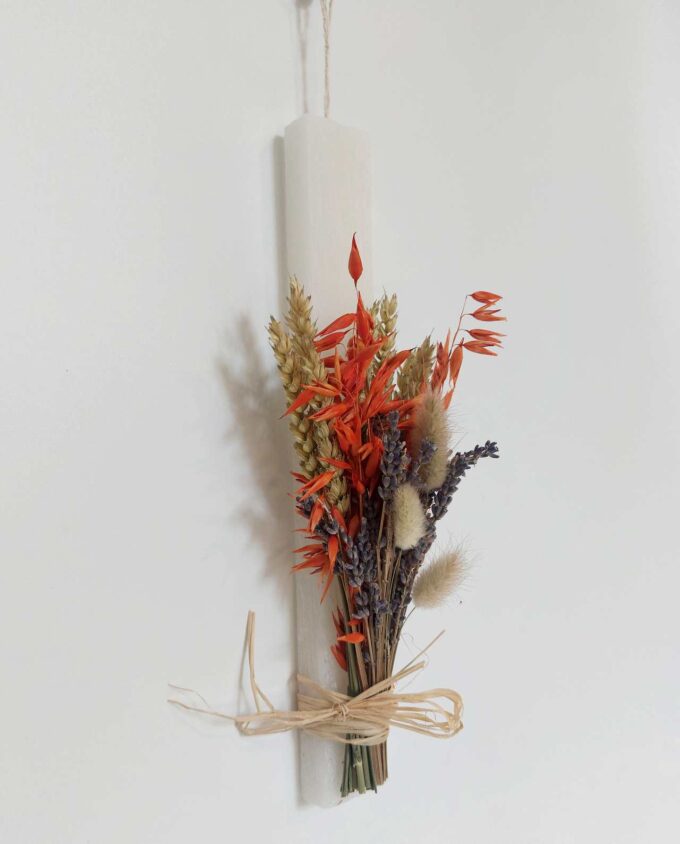 Easter Aromatic Candle Dried Flowers Orange Natural