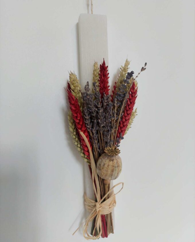 Easter Aromatic Candle Dried Flowers Red Natural