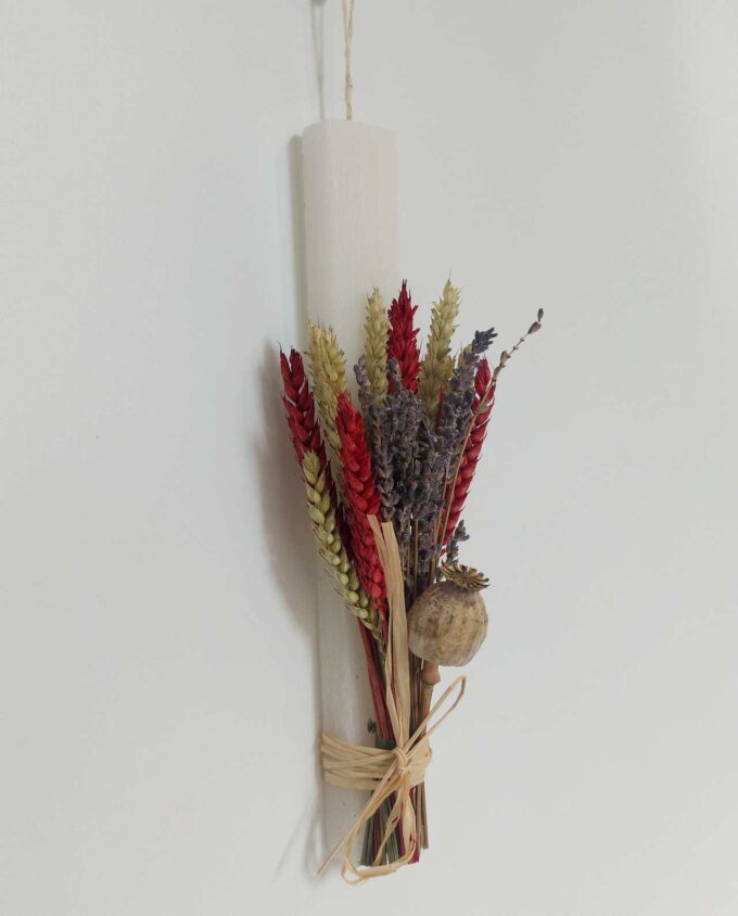 Easter Aromatic Candle Dried Flowers Red Natural