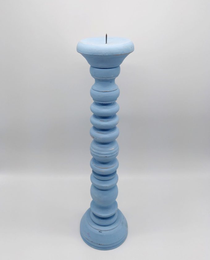 Candleholder Wooden Light Blue