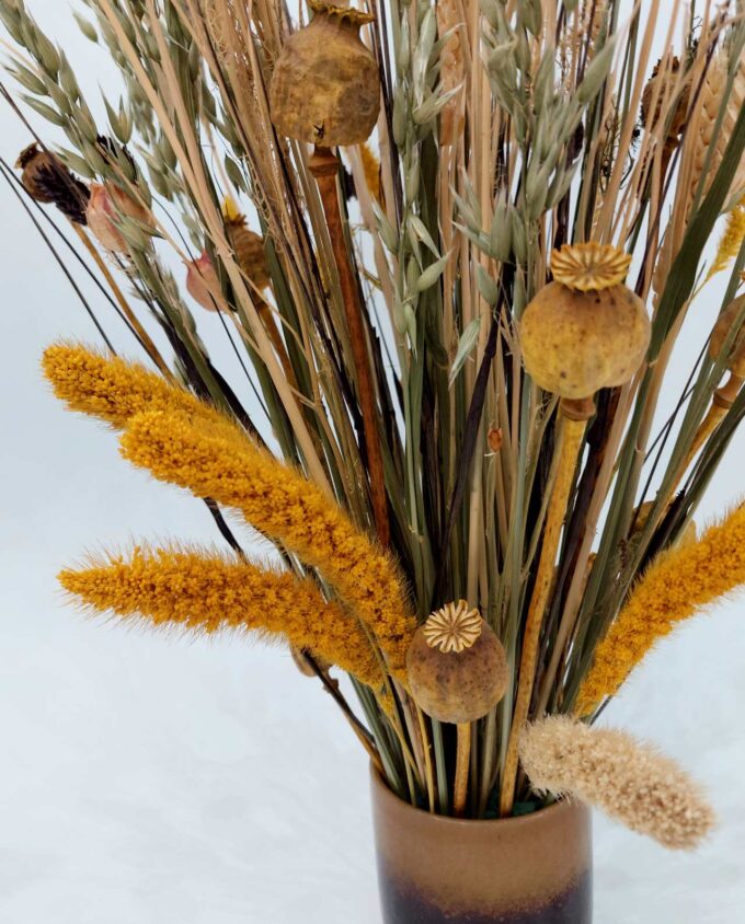 Dried Flowers Arrangement Yellow & Brown h. 60 cm