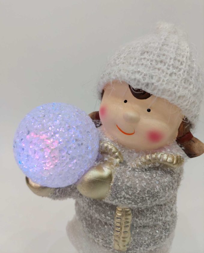 Girl Holding Led Snowball