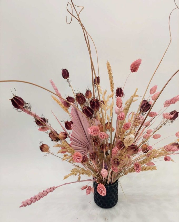 Dried Flowers Pink Natural Arrangement Height 55 cm