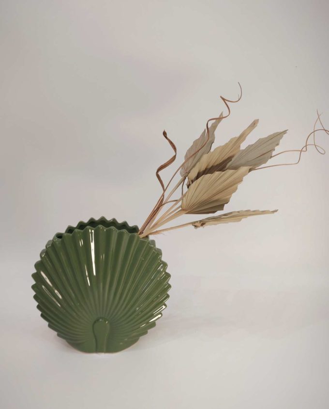 Vase Green Ceramic "Seashell" Height 24 cm