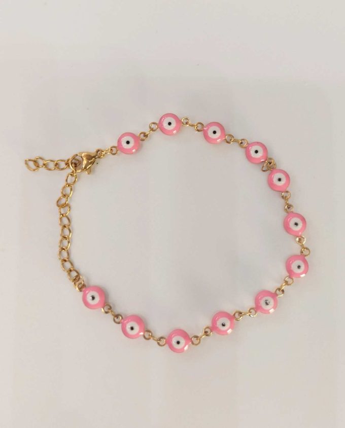 Bracelet Pink Evil Eyes