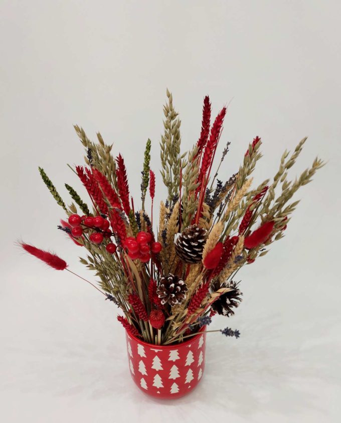 Christmas Dried Flowers Arrangement "red"