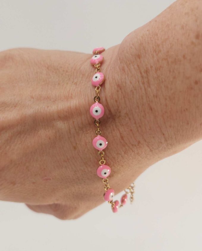 Bracelet Pink Evil Eyes