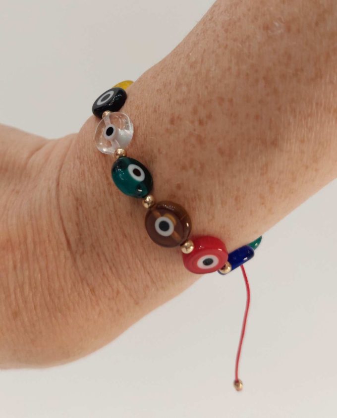 Bracelet Multicolor Glass Evil Eyes