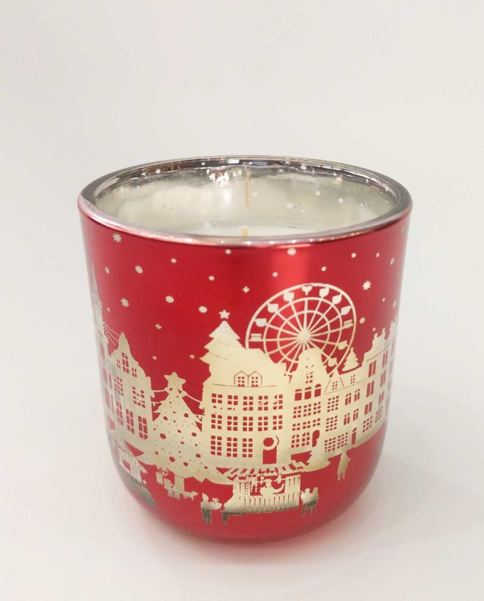 Christmas Red Votive Filled with Candle