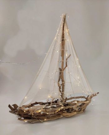 Boat Driftwood Led Lights Height 95 cm