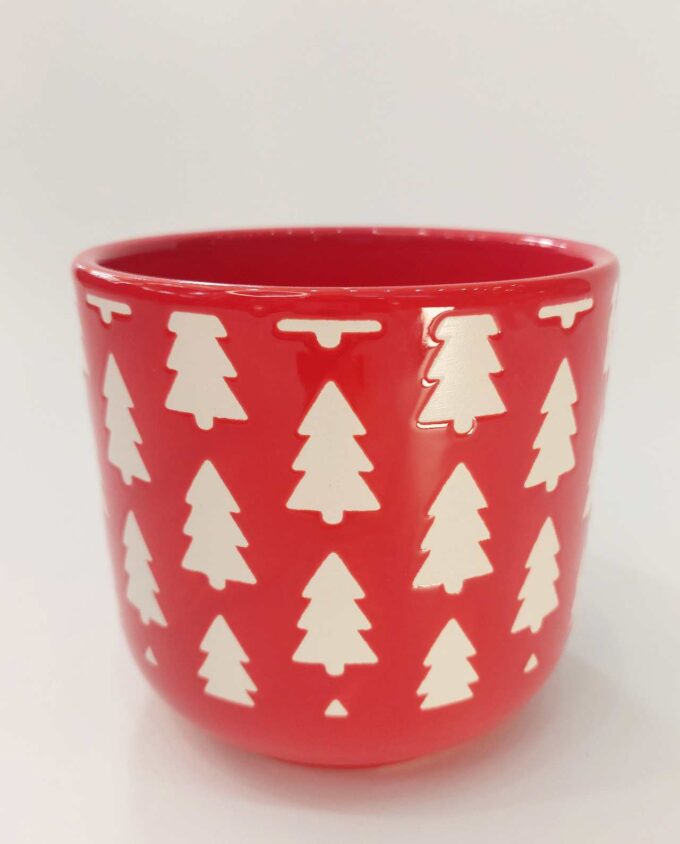 Ceramic RedPot "Xmas Trees" Height 13 cm