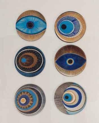 Coaster Wooden Sureal Evil Eye Set 6 Pieces