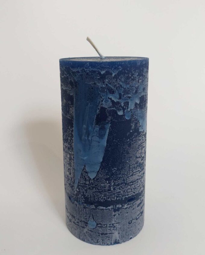 Candle Blue Pillar Aromatic Height 14 cm Diameter 7 cm