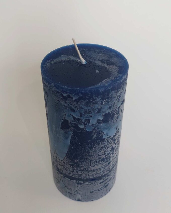 Candle Blue Pillar Aromatic Height 14 cm Diameter 7 cm