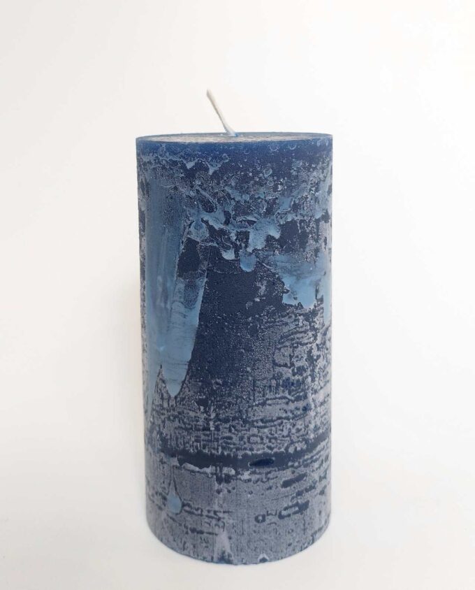 Candle Blue Pillar Aromatic Height 14 cm Diameter 7 cm