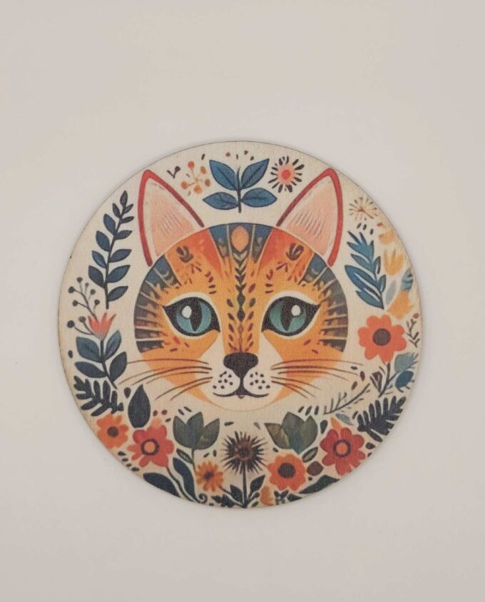 Coaster Wooden "Cat" Set 6 Pieces