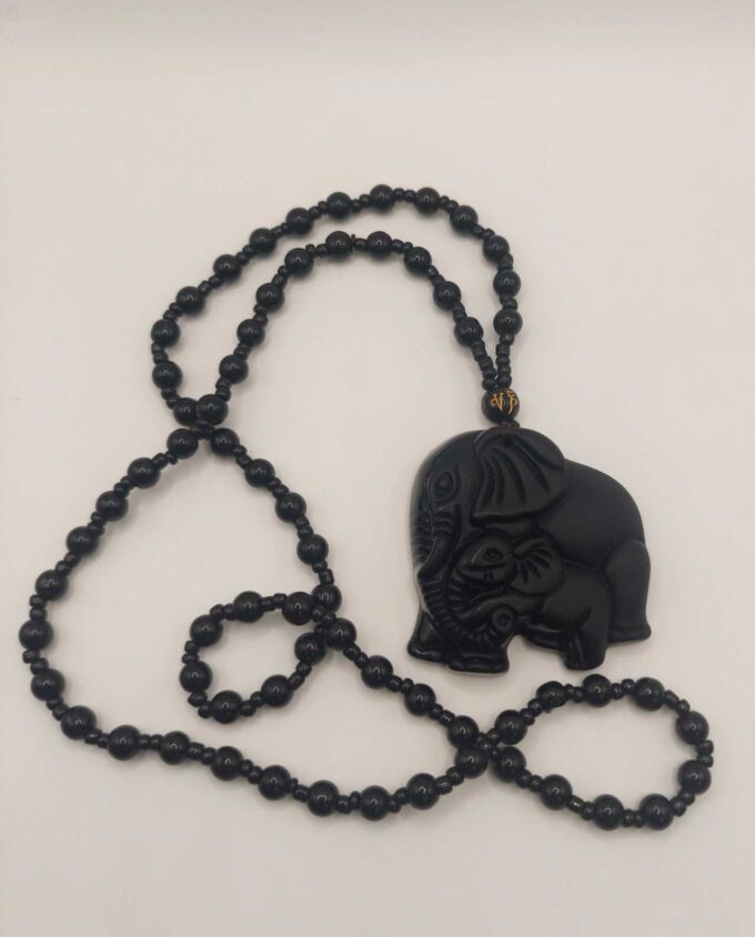 Necklace Black Elephants