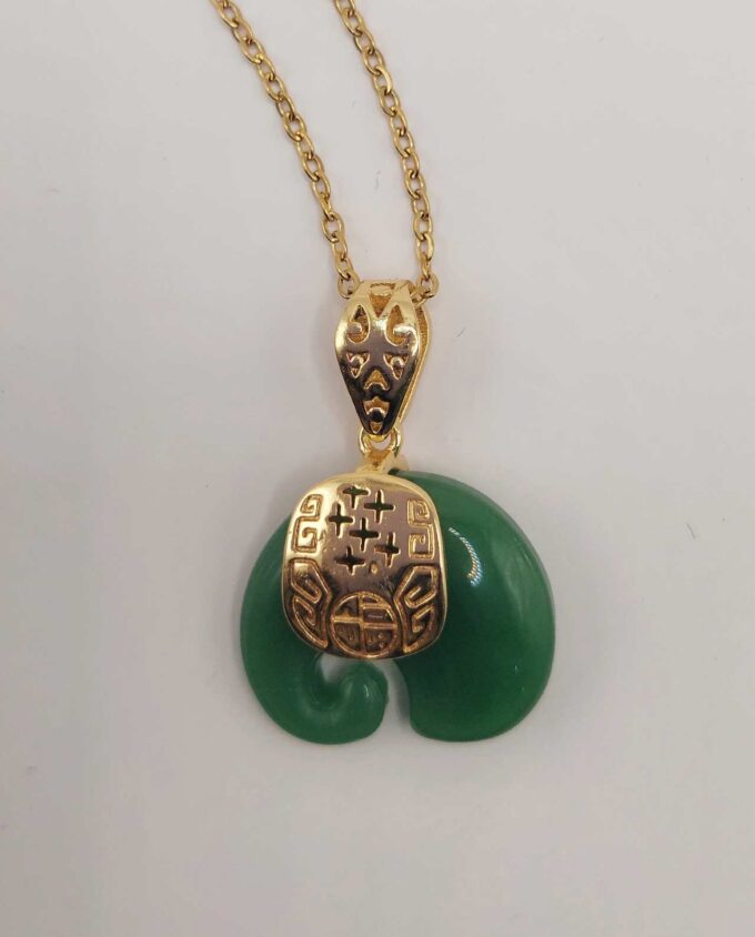 Necklace Green Elephant