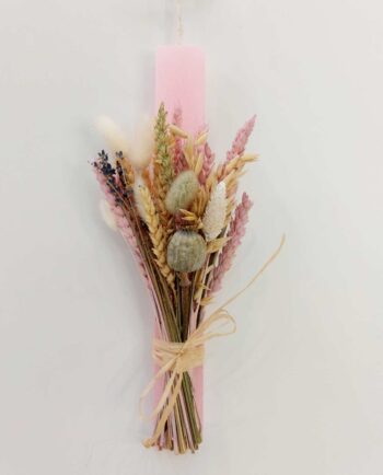 Easter Aromatic Candle Dried Flowers Natural Pink