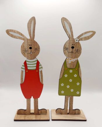 Wooden Pair Rabbits Height 25 cm